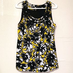 Beautiful Floral Blouse Yellow and Black Size S